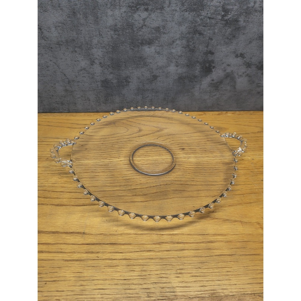 Vintage Imperial Candlewick Beaded Edge Glass Cake Torte Platter‎